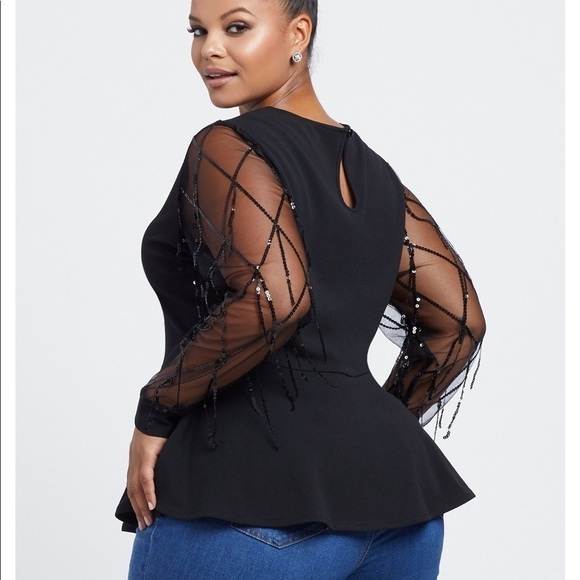FTF Fashion to Figure peplum sequin top blouse 0 - Picture 5 of 12